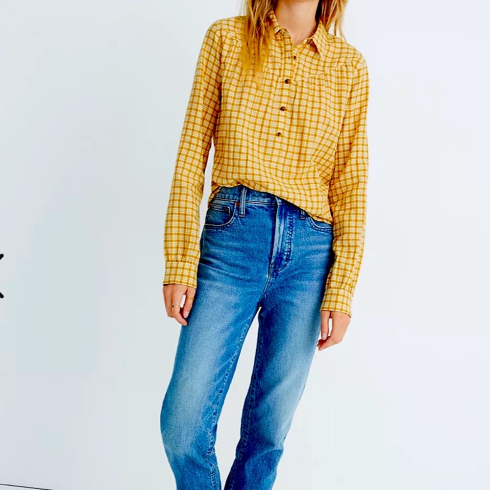 NWT Madewell Popover Yellow Western Top Small